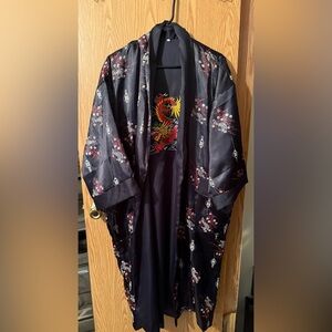 Dragon Embroidered Black Kimono
